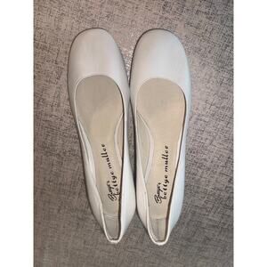 Bettye Muller White Leather Block Heel Pumps